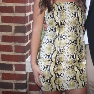 REVOLVE Snakeskin Leather Strapless Dress